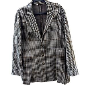 Soft Surroundings Blazer 2X Houndstooth Pleated Stretch Career Wear Officecore